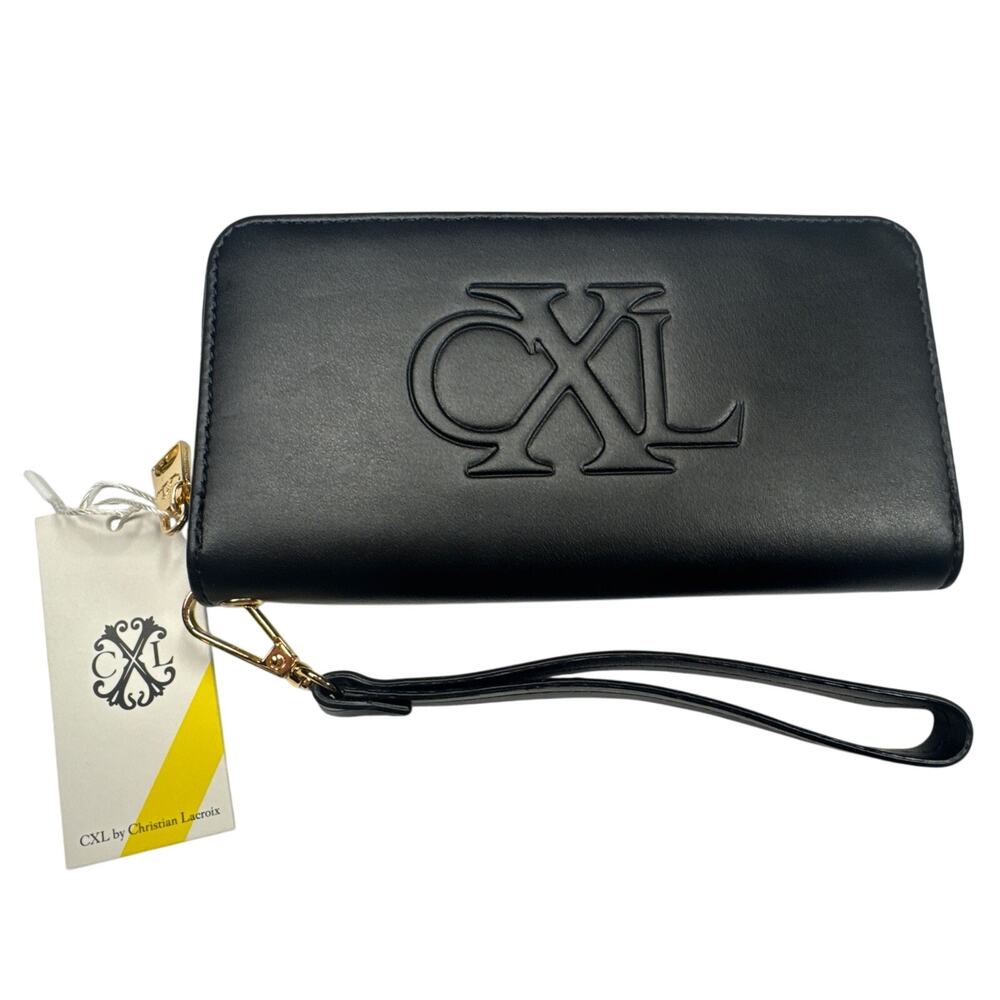 CXL by Christian Lacroix Black Faux Leather Zip Wristlet Wallet‎ New w/ Tags - Picture 2 of 12